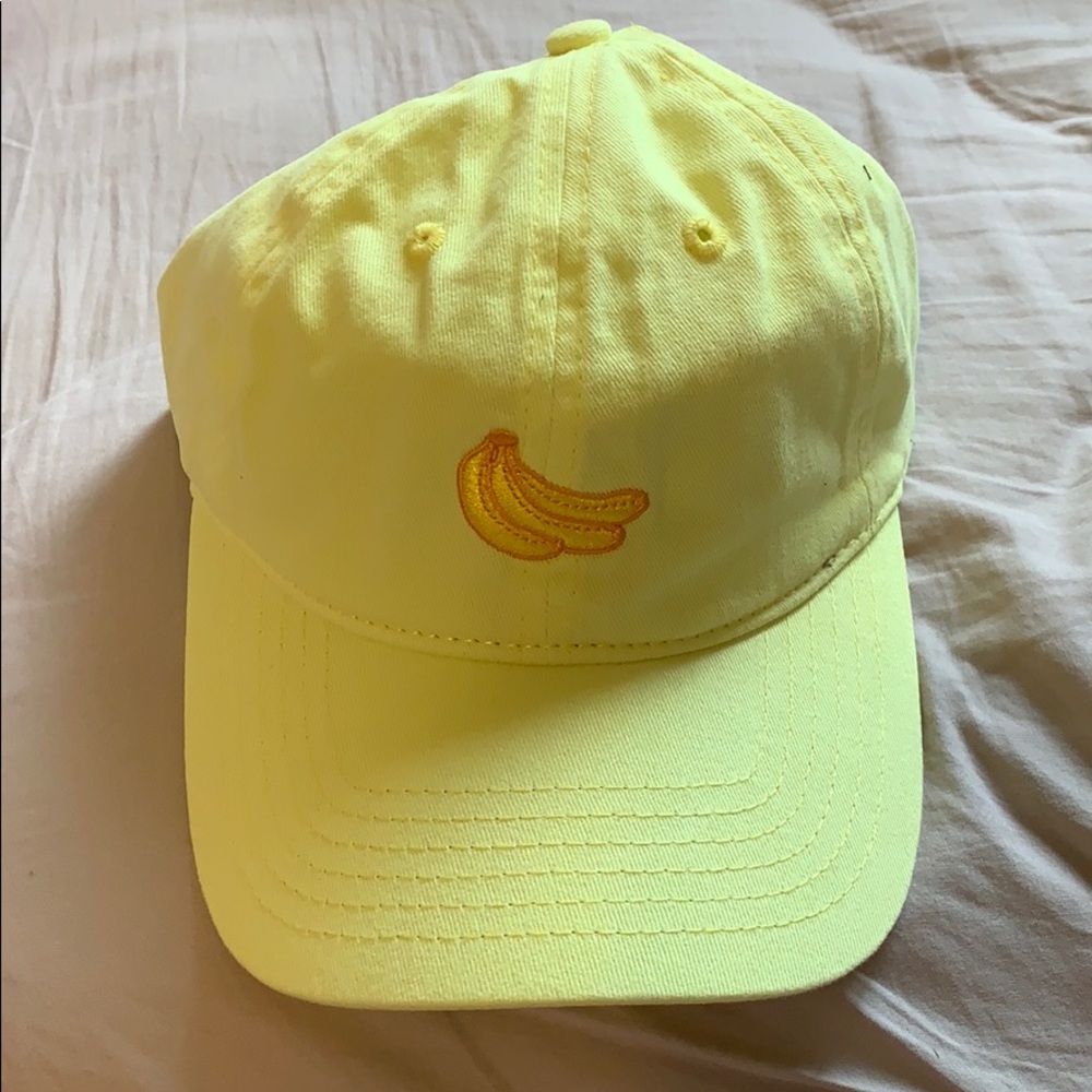 Yellow Baseball Cap with Banana Embroidery